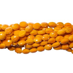 Faceted Oval - 12mm - Opaque Orange - 36cm Strand