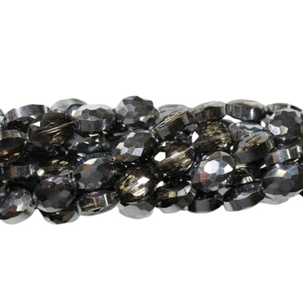 Faceted Oval - 12mm - Silver Night - 36cm Strand