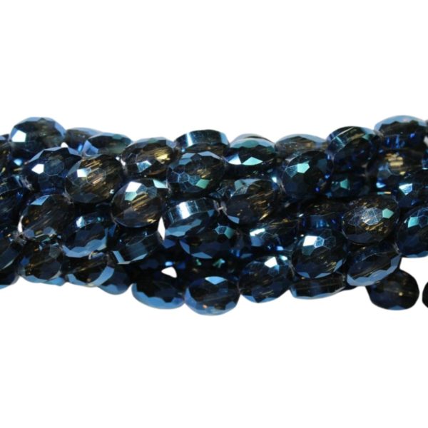 Faceted Oval - 12mm - Metallic Blue - 36cm Strand