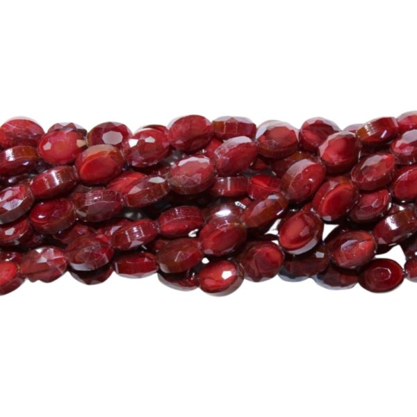 Faceted Oval - 12mm - Opaque Burgundy - 36cm Strand