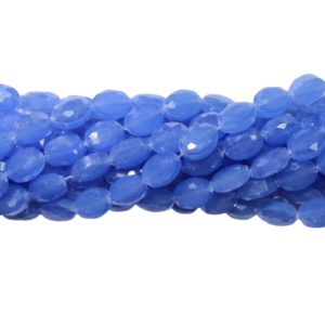 Faceted Oval - 12mm - Opaque Blue - 36cm Strand