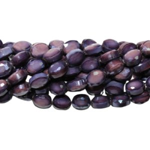 Faceted Oval - 12mm - Opaque Purple - 36cm Strand