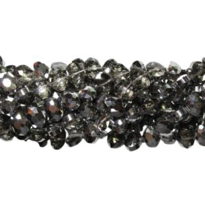 Faceted Side Drilled Oval - 12mm - Silver Night - 27cm Strand