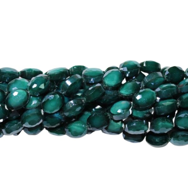 Faceted Oval - 12mm - Opaque Teale - 36cm Strand