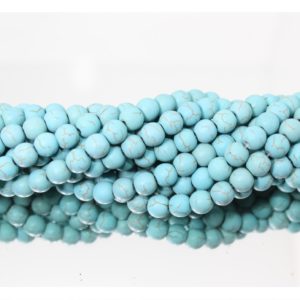 Imitation Howlite - 8mm Round - Matte Blue - 39cm Strand