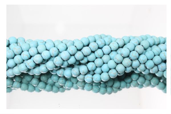 Imitation Howlite - 8mm Round - Matte Blue - 39cm Strand