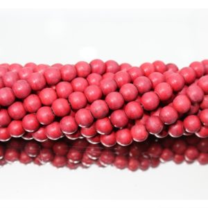 Imitation Howlite - 8mm Round - Matte Red - 39cm Strand