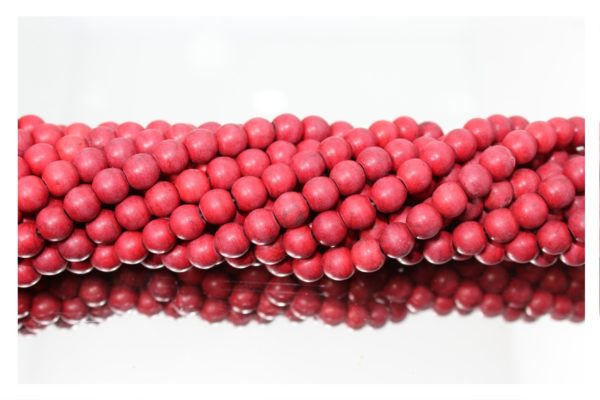 Imitation Howlite - 8mm Round - Matte Red - 39cm Strand