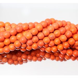 Imitation Howlite - 8mm Round - Matte Orange - 39cm Strand