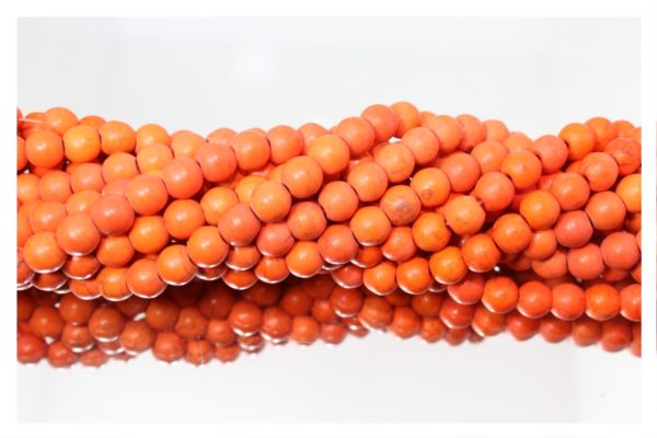 Imitation Howlite - 8mm Round - Matte Orange - 39cm Strand