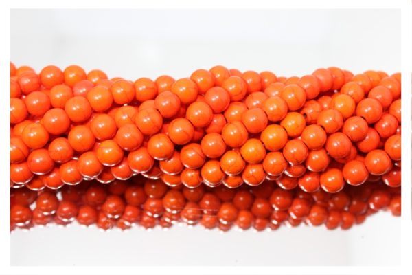 Imitation Howlite - 4mm Round - Orange - 39cm Strand