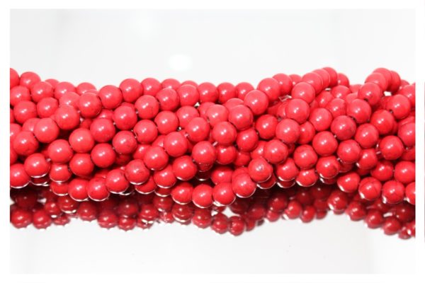 Imitation Howlite - 4mm Round - Red - 39cm Strand