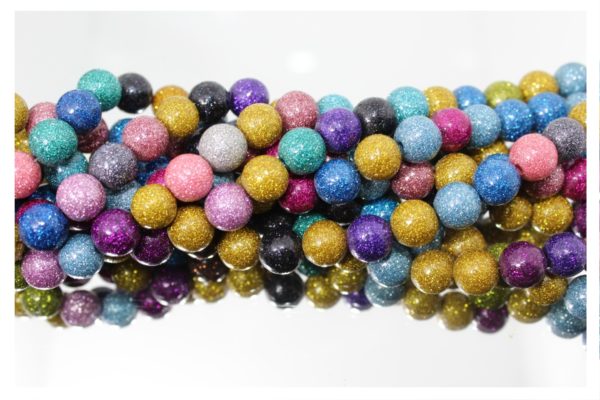 Glitter Bead - 10mm - Multi - 19cm Strand