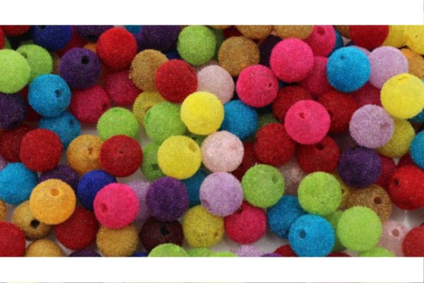 12mm - Flocked Bead - Mix Colour