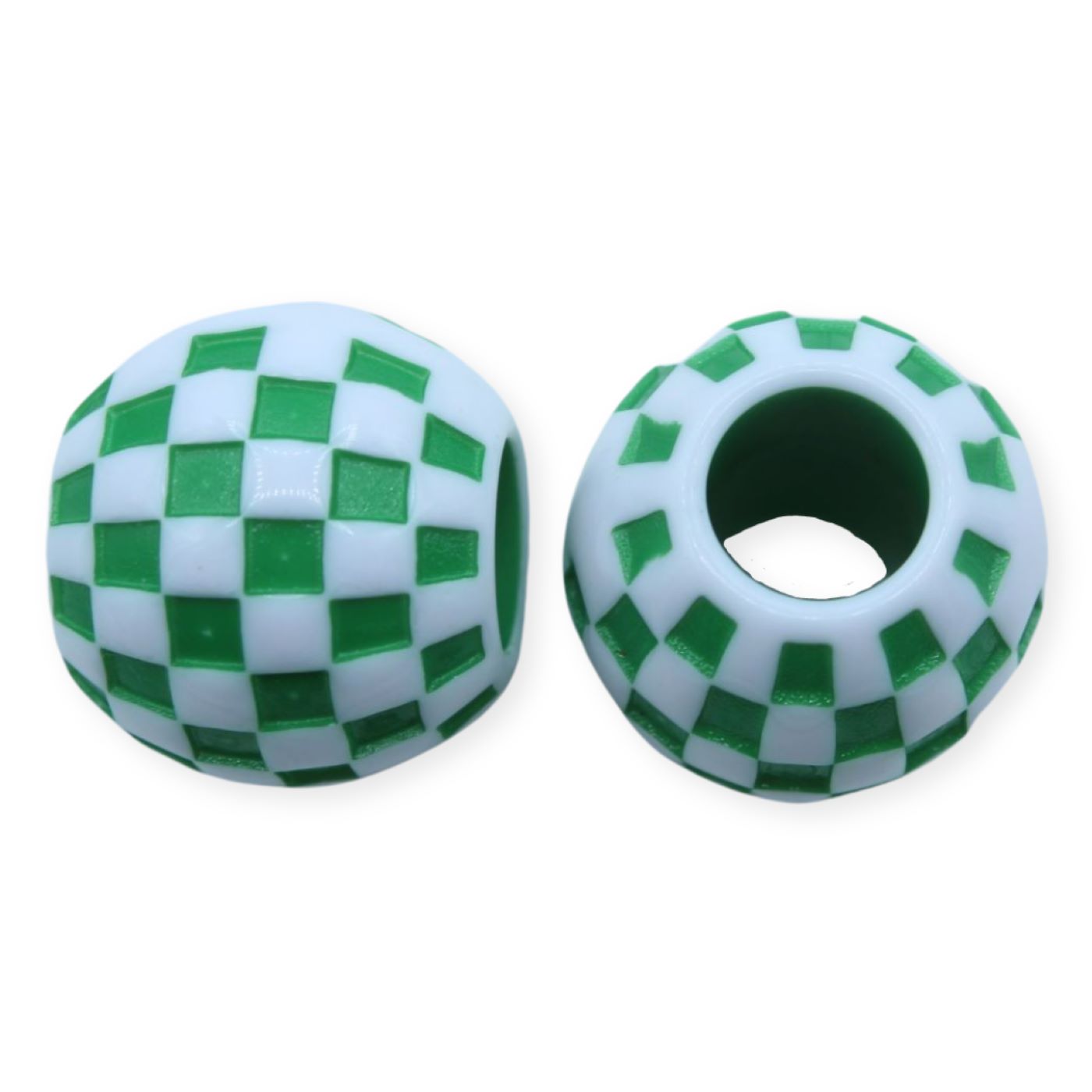 20mm - Checker Bead - Large Hole - Green