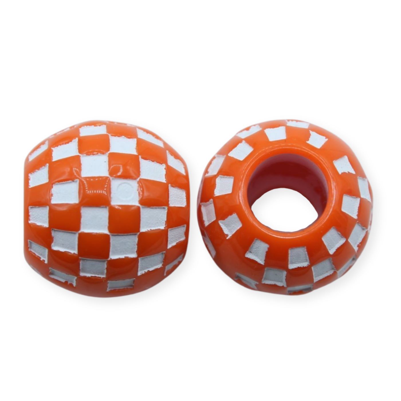 20mm - Checker Bead - Large Hole - Orange