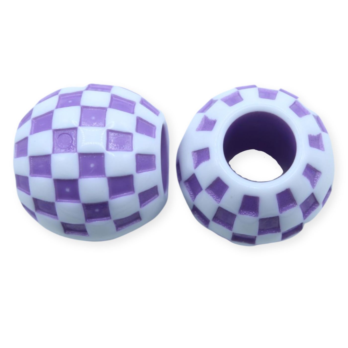 20mm - Checker Bead - Large Hole - Purple