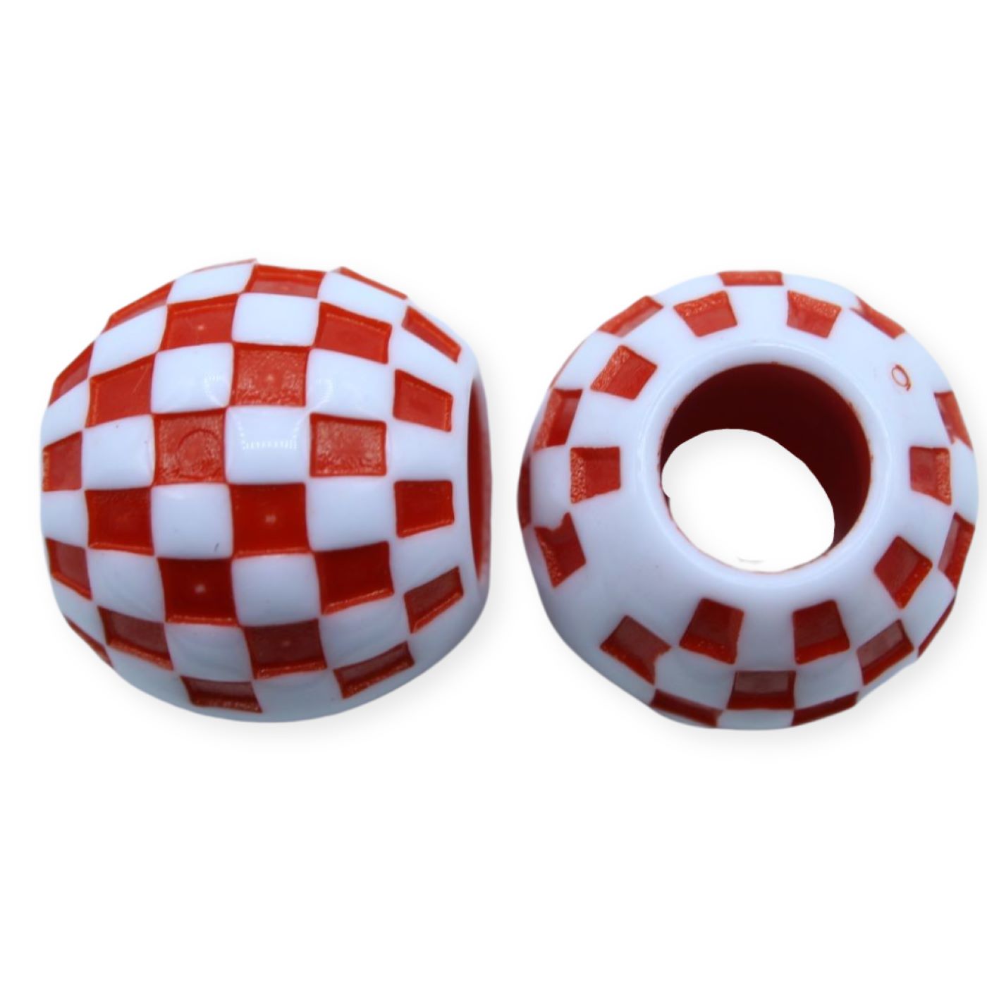 20mm - Checker Bead - Large Hole - Red