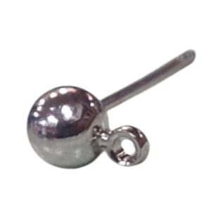 Drop Stud With Loop - 3mm - Antique Silver