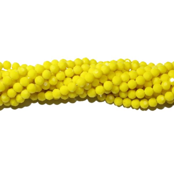 4mm Faceted - Yellow Opaque - 38cm Strand