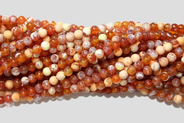 Fire Agate - 6mm Round - 39cm Strand