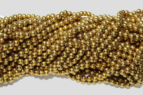 Gold Plate Hematite - 6mm Round - 39cm Strand