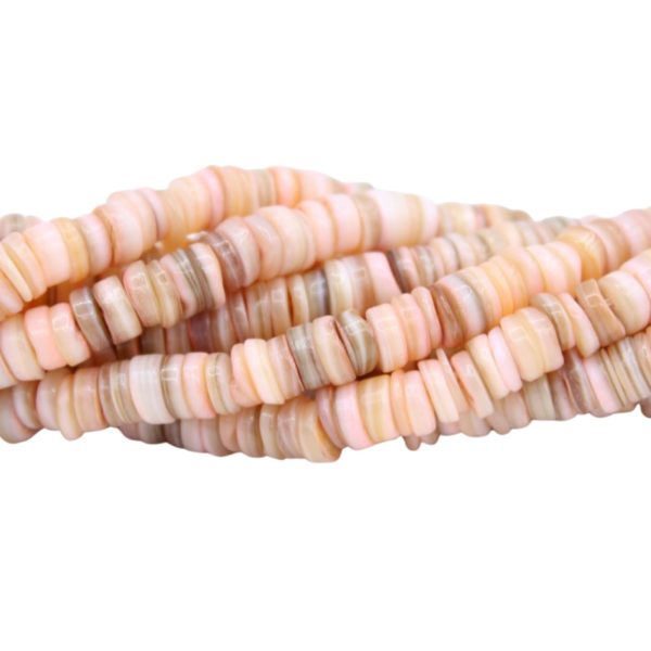 Shell Spacer Bead - 6 x 3mm - Light Peach - 40cm Strand