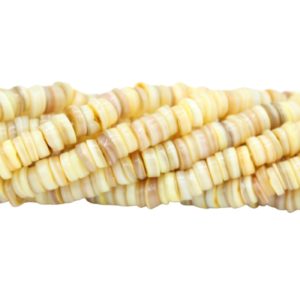 Shell Spacer Bead - 6 x 3mm - Light Yellow - 40cm Strand