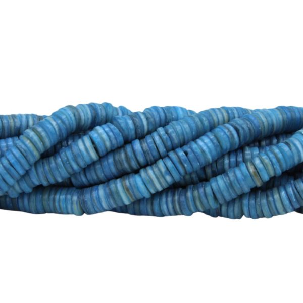 Shell Spacer Bead - 8 x 3mm - Blue - 40cm Strand