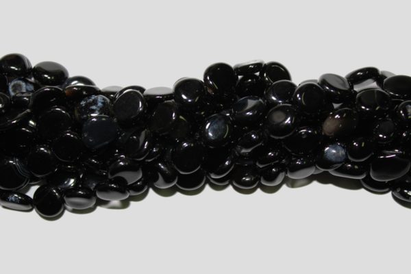 Black Agate - 8-10mm Tumblestone - 39cm Strand