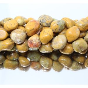 Yellow Moss Agate - 16-20mm Tumblestone - 40cm Strand