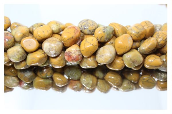 Yellow Moss Agate - 16-20mm Tumblestone - 40cm Strand