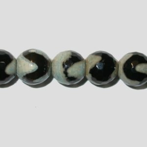 Agate - Faceted Round - V Pattern - 10mm - 37cm Strand