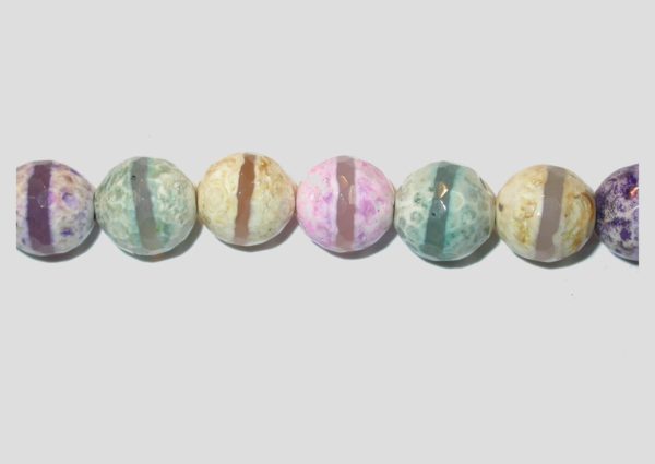 Agate - Faceted Round - Multi Colour - 10mm - 37cm Strand