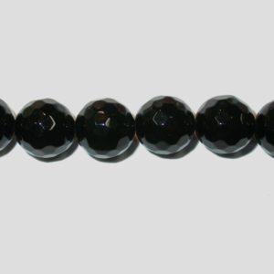 Black Agate - Faceted Round - 10mm - 39cm Strand