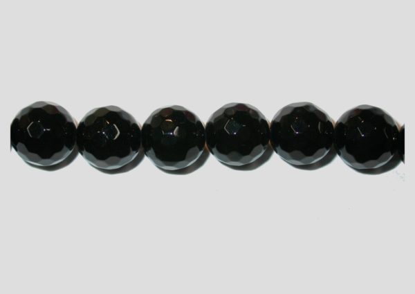 Black Agate - Faceted Round - 10mm - 39cm Strand