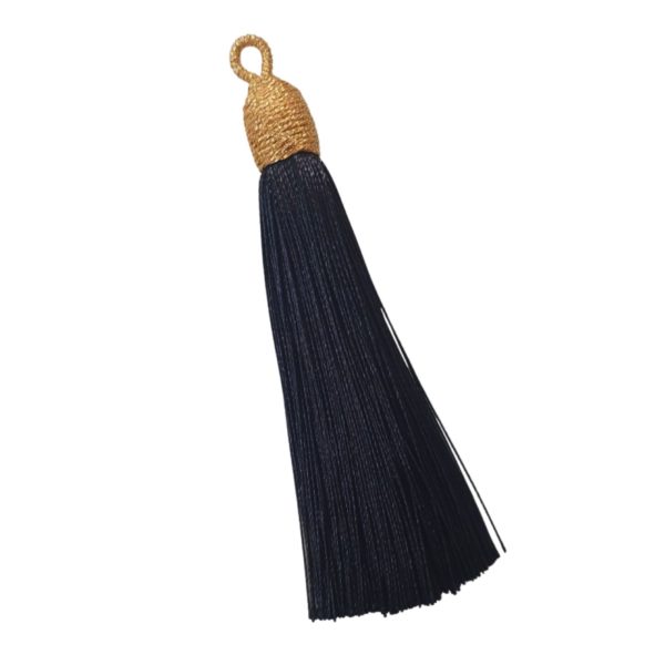 Tassel With Gold Cap - 8cm - Black