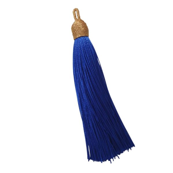 Tassel With Gold Cap - 8cm - Blue