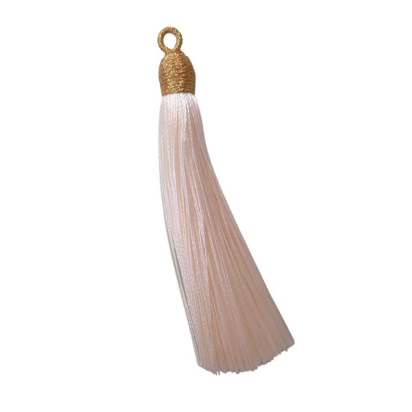 Tassel With Gold Cap - 8cm - Cream