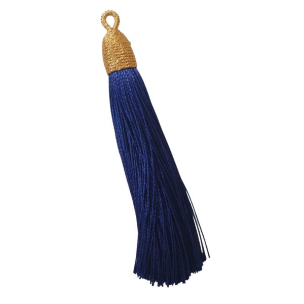 Tassel With Gold Cap - 8cm - Dark Blue