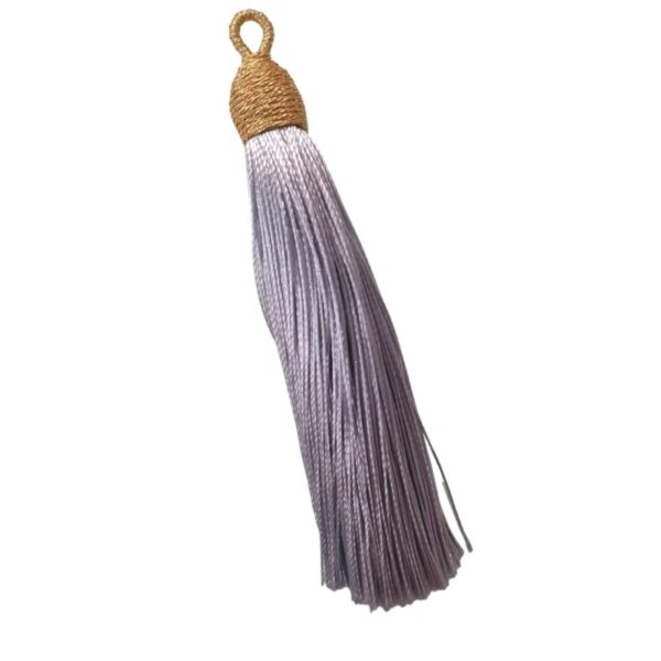 Tassel With Gold Cap - 8cm - Grey