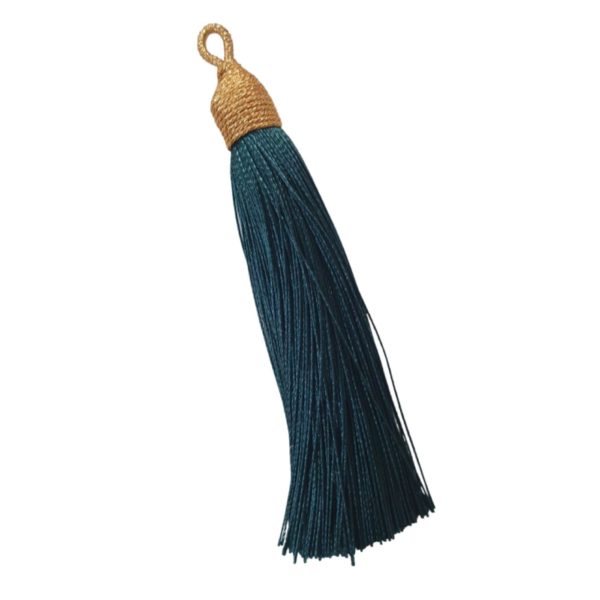 Tassel With Gold Cap - 8cm - Green