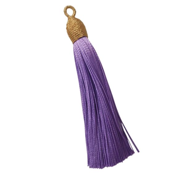 Tassel With Gold Cap - 8cm - Purple