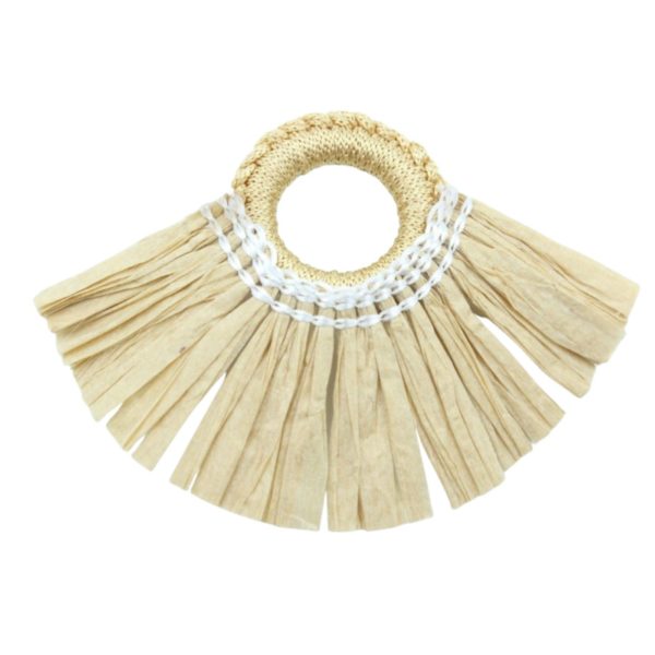 Raffia Tassel / Ring - 7 x 5cm - Beige