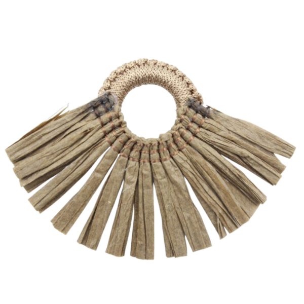 Raffia Tassel / Ring - 7 x 5cm - Brown