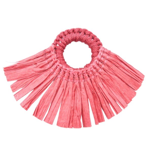 Raffia Tassel / Ring - 7 x 5cm - Red