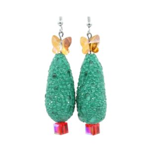 Christmas Earrings - Embellished Tree - 50mm