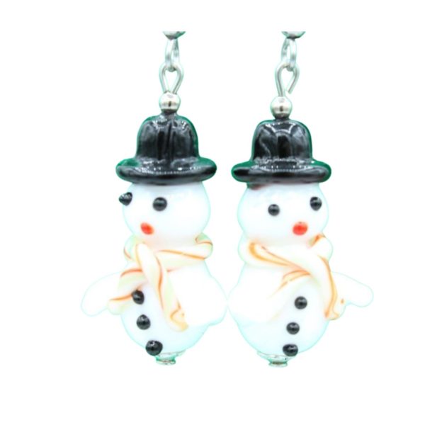 Christmas Earrings - Snowman - 28mm