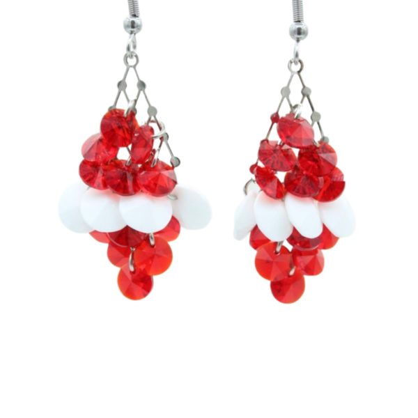 Christmas Earrings - Swarovski Red / White - 30mm