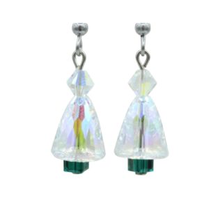 Christmas Earrings - Dome XMAS Tree / Swarovski - A - 20mm